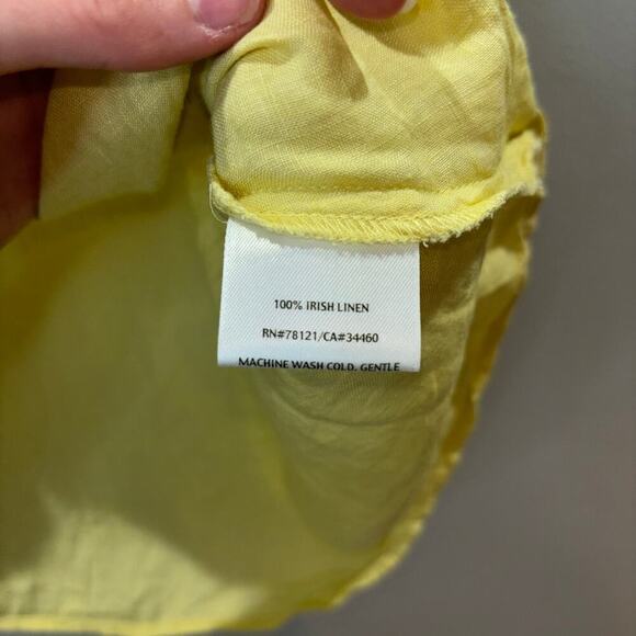Eileen Fisher Butter Yellow 100% Irish Linen Button Down Shirt- Size Large - Picture 9 of 12